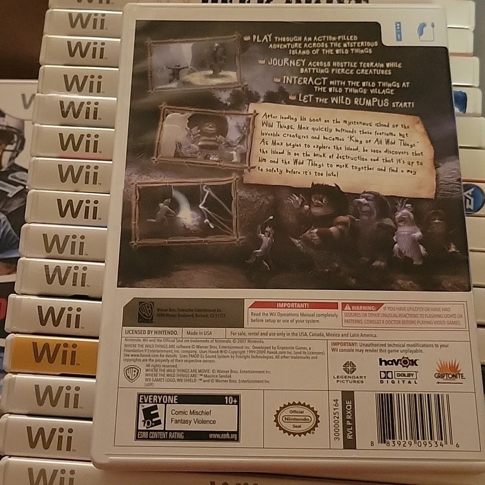 Where the Wild Things Are - Wii Game No Visible Stratches Original Case & Papers